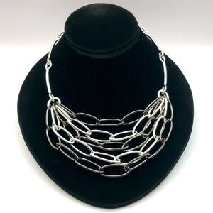 Premier Designs Silver & Black Tone Multi Chain Necklace